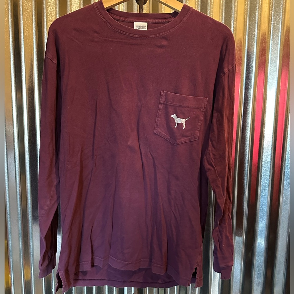 PINK Victoria's Secret Burgundy Long Sleeve Tee
